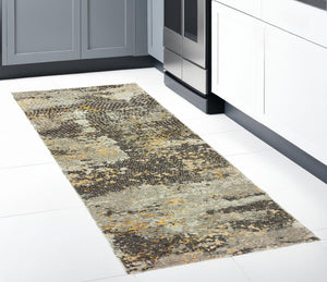 Homeroots 8' Runner Gray And Ivory Abstract Power Loom Runner Rug  Other Material 510521