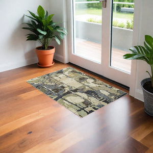 Homeroots 2' X 3' Blue And Gray Abstract Power Loom Area Rug  Polypropylene 510529