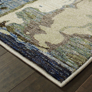 Homeroots 8' Runner Blue And Gray Abstract Power Loom Runner Rug  Other Material 510530