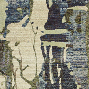 Homeroots 8' Runner Blue And Gray Abstract Power Loom Runner Rug  Other Material 510530