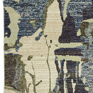 Homeroots 12' Runner Blue And Grey Abstract Power Loom Runner Rug  Other Material 510531