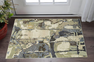 HomeRoots 10' Blue and Gray Abstract Area Rug - Stylish Power Loom Design for Modern Comfort in Any Space 3' x 5' 510532