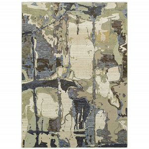 Homeroots 7' X 10' Blue And Gray Abstract Power Loom Area Rug  Other Material 510534