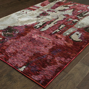 HomeRoots 10' Contemporary Abstract Red and Beige Area Rug – Durable, Stain-Resistant for Homes with Pets 10' X 13' 510537