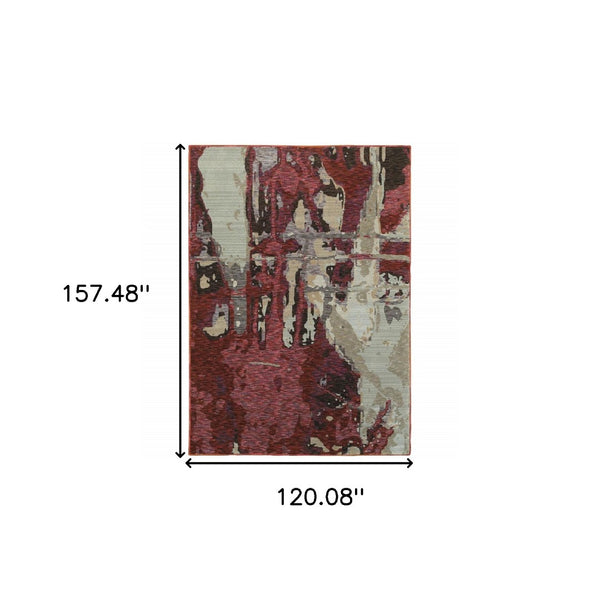 HomeRoots 10' Contemporary Abstract Red and Beige Area Rug – Durable, Stain-Resistant for Homes with Pets 10' X 13' 510537
