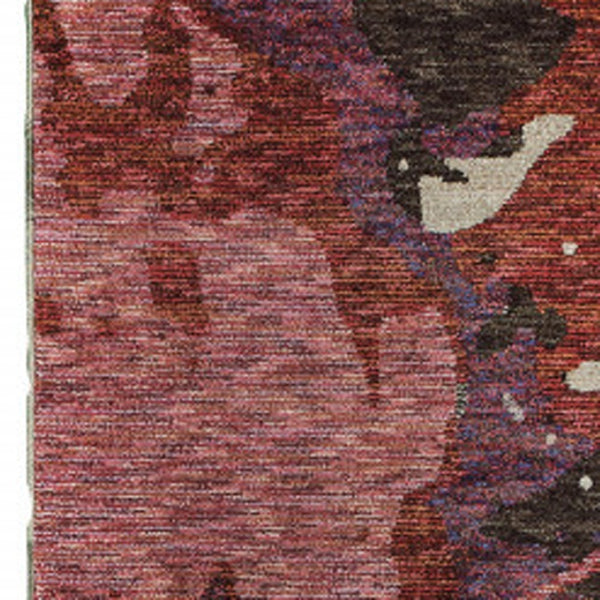 HomeRoots 10' Contemporary Abstract Red and Beige Area Rug – Durable, Stain-Resistant for Homes with Pets 2'3" x 8' 510539