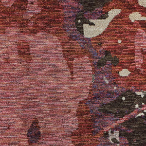 HomeRoots 10' Contemporary Abstract Red and Beige Area Rug – Durable, Stain-Resistant for Homes with Pets 2'6" x 12' 510540