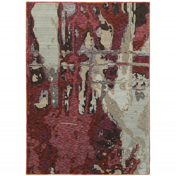 HomeRoots 10' Contemporary Abstract Red and Beige Area Rug – Durable, Stain-Resistant for Homes with Pets 9' X 12' 510545