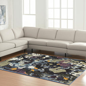 HomeRoots 10' Blue and Green Abstract Power Loom Area Rug - Contemporary Style, Stain-Resistant, Durable Design 10' X 13' 510546