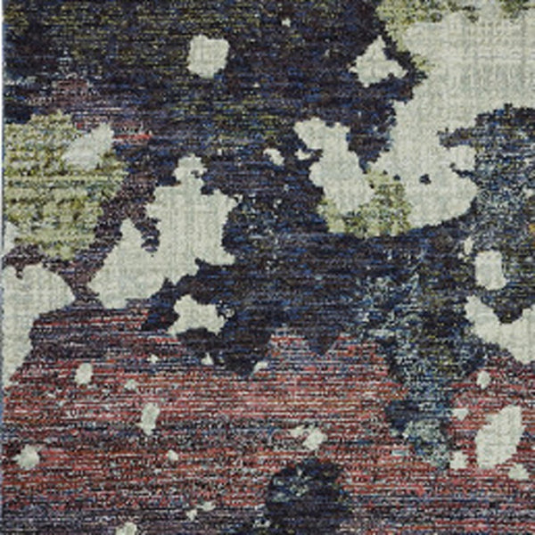 HomeRoots 10' Blue and Green Abstract Power Loom Area Rug - Contemporary Style, Stain-Resistant, Durable Design 2'3" x 8' 510548