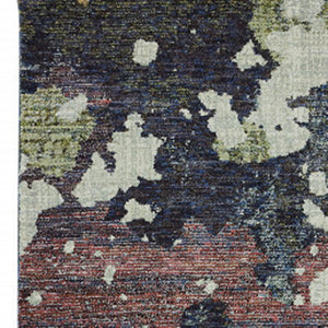 HomeRoots 10' Blue and Green Abstract Power Loom Area Rug - Contemporary Style, Stain-Resistant, Durable Design 2'6" x 12' 510549