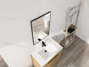 English Elm 20'' Matte Black Aluminum Rectangular Wall Mirror Moisture Resistant Vanity Decor W999P470280