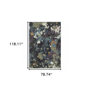 HomeRoots 10' Blue and Green Abstract Power Loom Area Rug - Contemporary Style, Stain-Resistant, Durable Design 7' X 10' 510552