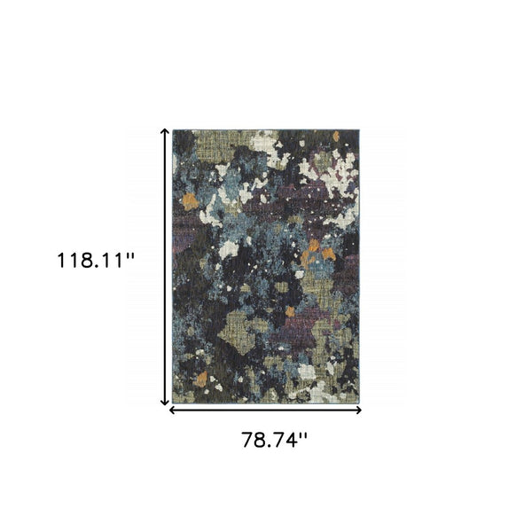 HomeRoots 10' Blue and Green Abstract Power Loom Area Rug - Contemporary Style, Stain-Resistant, Durable Design 7' X 10' 510552