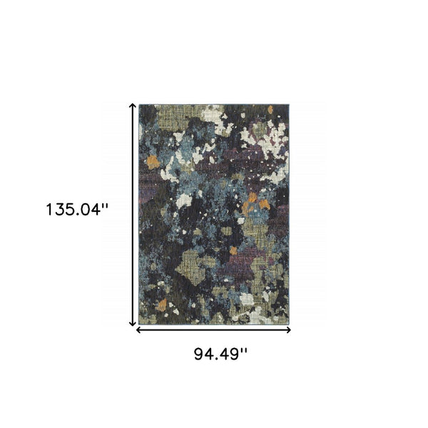 HomeRoots 10' Blue and Green Abstract Power Loom Area Rug - Contemporary Style, Stain-Resistant, Durable Design 8' X 11' 510553