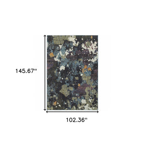 HomeRoots 10' Blue and Green Abstract Power Loom Area Rug - Contemporary Style, Stain-Resistant, Durable Design 9' X 12' 510554