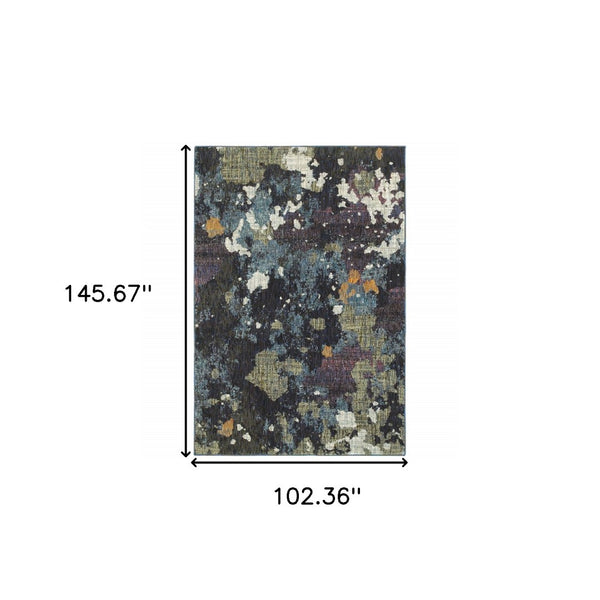 HomeRoots 10' Blue and Green Abstract Power Loom Area Rug - Contemporary Style, Stain-Resistant, Durable Design 9' X 12' 510554