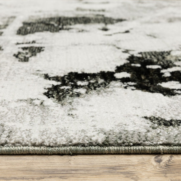 HomeRoots 10' Gray and White Abstract Power Loom Area Rug - Modern Comfort for Stylish Living Spaces 10' X 13' Rectangle 510555