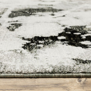 HomeRoots 10' Gray and White Abstract Power Loom Area Rug - Modern Comfort for Stylish Living Spaces 2'3" x 8' 510557