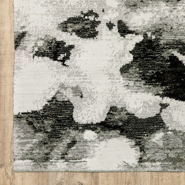 HomeRoots 10' Gray and White Abstract Power Loom Area Rug - Modern Comfort for Stylish Living Spaces 2'3" x 8' 510557