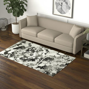 HomeRoots 10' Gray and White Abstract Power Loom Area Rug - Modern Comfort for Stylish Living Spaces 5' X 7' Rectangle 510560