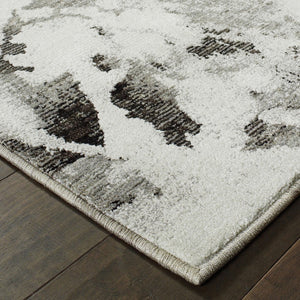 HomeRoots 10' Gray and White Abstract Power Loom Area Rug - Modern Comfort for Stylish Living Spaces 5' X 7' Rectangle 510560