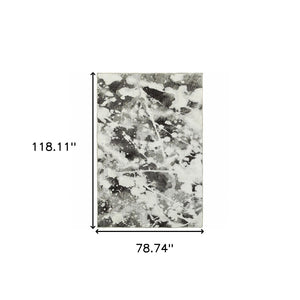 HomeRoots 10' Gray and White Abstract Power Loom Area Rug - Modern Comfort for Stylish Living Spaces 7' X 10' Rectangle 510561