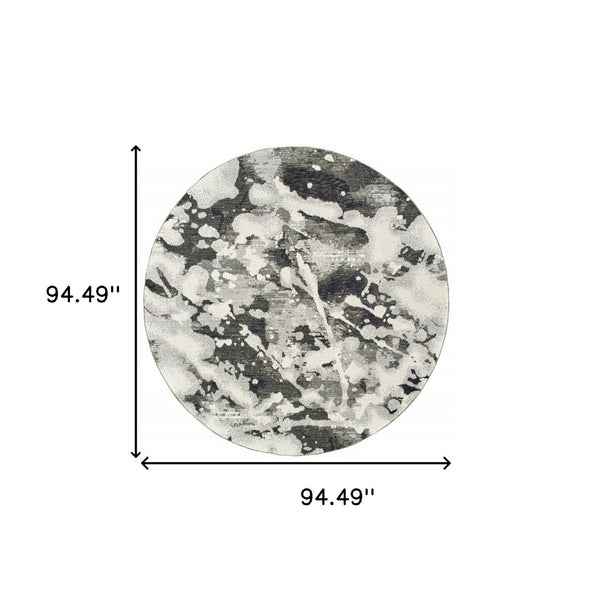 HomeRoots 10' Gray and White Abstract Power Loom Area Rug - Modern Comfort for Stylish Living Spaces 8' Round Round 510562