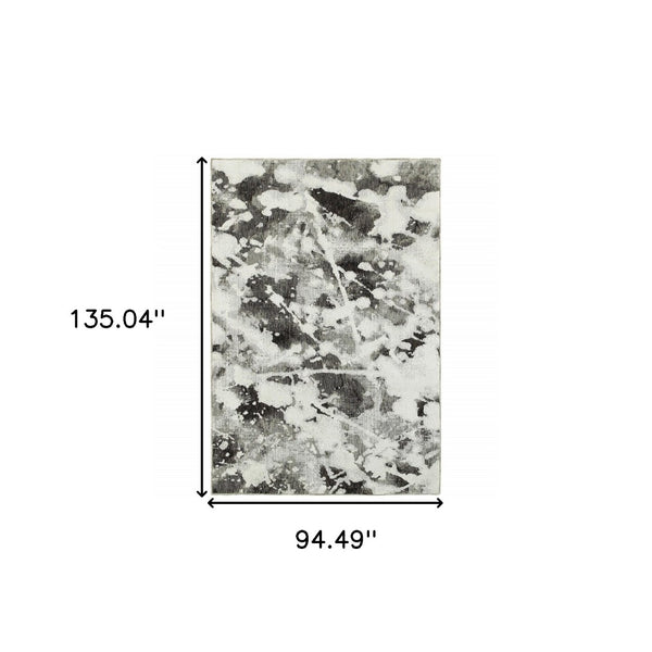 HomeRoots 10' Gray and White Abstract Power Loom Area Rug - Modern Comfort for Stylish Living Spaces 8' X 11' Rectangle 510563