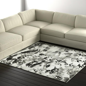 HomeRoots 10' Gray and White Abstract Power Loom Area Rug - Modern Comfort for Stylish Living Spaces 8' X 11' Rectangle 510563