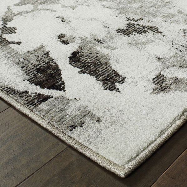 HomeRoots 10' Gray and White Abstract Power Loom Area Rug - Modern Comfort for Stylish Living Spaces 8' X 11' Rectangle 510563