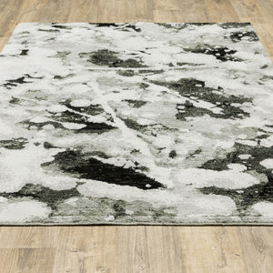 HomeRoots 10' Gray and White Abstract Power Loom Area Rug - Modern Comfort for Stylish Living Spaces 8' X 11' Rectangle 510563