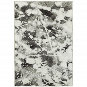 HomeRoots 10' Gray and White Abstract Power Loom Area Rug - Modern Comfort for Stylish Living Spaces 9' X 12' Rectangle 510564