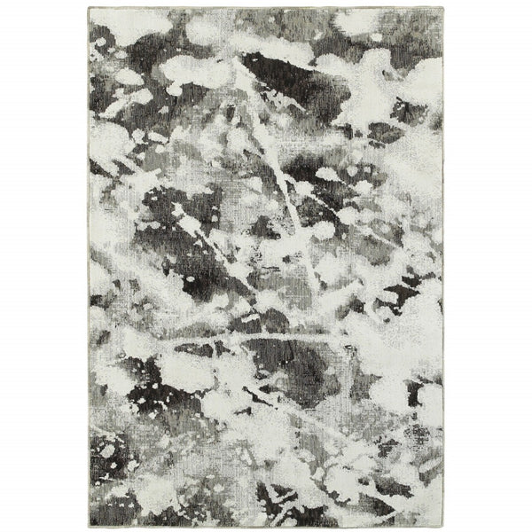 HomeRoots 10' Gray and White Abstract Power Loom Area Rug - Modern Comfort for Stylish Living Spaces 9' X 12' Rectangle 510564