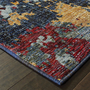 HomeRoots 10'' Blue Abstract Power Loom Area Rug - Modern, Durable Design for Living Spaces & Pet-Friendly Homes 10' X 13' 510565