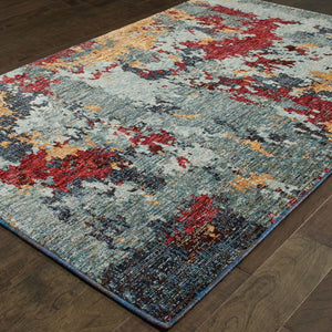 HomeRoots 10'' Blue Abstract Power Loom Area Rug - Modern, Durable Design for Living Spaces & Pet-Friendly Homes 10' X 13' 510565