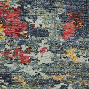 HomeRoots 10'' Blue Abstract Power Loom Area Rug - Modern, Durable Design for Living Spaces & Pet-Friendly Homes 2'3" x 8' 510567