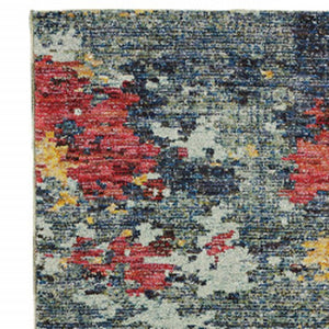 HomeRoots 10'' Blue Abstract Power Loom Area Rug - Modern, Durable Design for Living Spaces & Pet-Friendly Homes 2'6" x 12' 510568