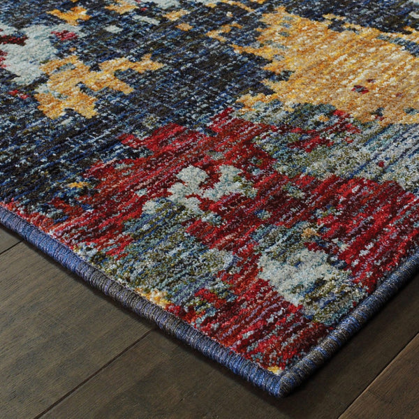 HomeRoots 10'' Blue Abstract Power Loom Area Rug - Modern, Durable Design for Living Spaces & Pet-Friendly Homes 3' x 5' 510569