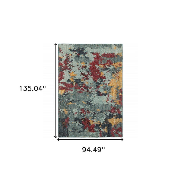 HomeRoots 10'' Blue Abstract Power Loom Area Rug - Modern, Durable Design for Living Spaces & Pet-Friendly Homes 8' X 11' 510572