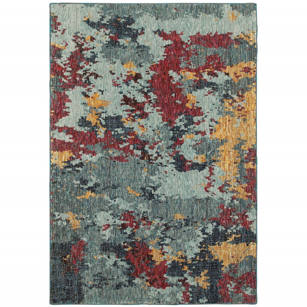 HomeRoots 10'' Blue Abstract Power Loom Area Rug - Modern, Durable Design for Living Spaces & Pet-Friendly Homes 9' X 12' 510573