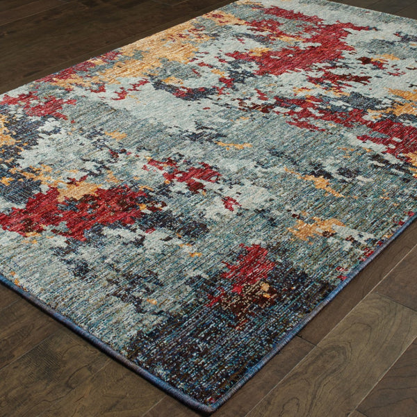 HomeRoots 10'' Blue Abstract Power Loom Area Rug - Modern, Durable Design for Living Spaces & Pet-Friendly Homes 9' X 12' 510573