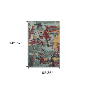 HomeRoots 10'' Blue Abstract Power Loom Area Rug - Modern, Durable Design for Living Spaces & Pet-Friendly Homes 9' X 12' 510573