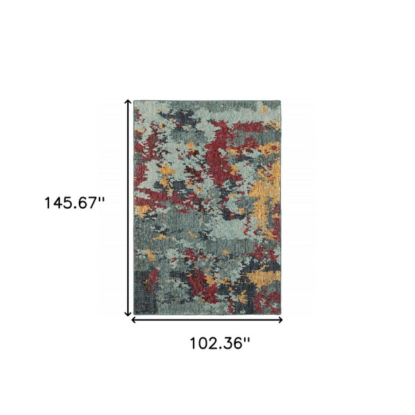 HomeRoots 10'' Blue Abstract Power Loom Area Rug - Modern, Durable Design for Living Spaces & Pet-Friendly Homes 9' X 12' 510573