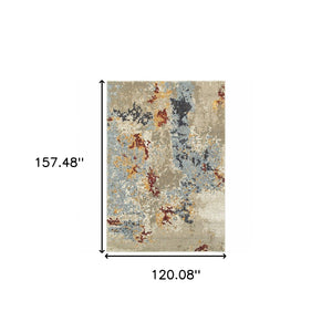 HomeRoots 10' Abstract Blue and Beige Power Loom Area Rug – Modern Design for Stylish, Durable Living Spaces 10' X 13' 510574