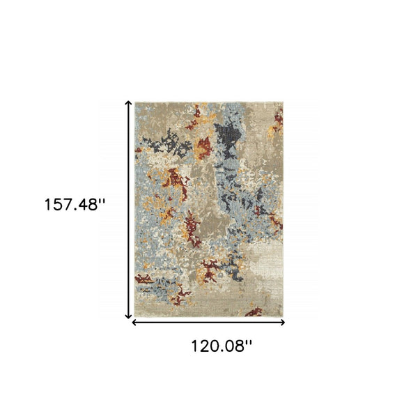 HomeRoots 10' Abstract Blue and Beige Power Loom Area Rug – Modern Design for Stylish, Durable Living Spaces 10' X 13' 510574
