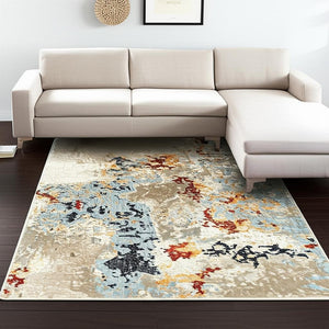 HomeRoots 10' Abstract Blue and Beige Power Loom Area Rug – Modern Design for Stylish, Durable Living Spaces 10' X 13' 510574