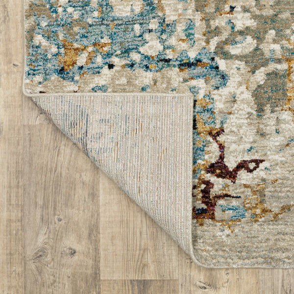 HomeRoots 10' Abstract Blue and Beige Power Loom Area Rug – Modern Design for Stylish, Durable Living Spaces 2'3" x 8' 510576
