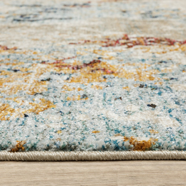 HomeRoots 10' Abstract Blue and Beige Power Loom Area Rug – Modern Design for Stylish, Durable Living Spaces 2'6" x 12' 510577