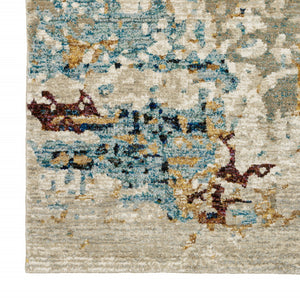HomeRoots 10' Abstract Blue and Beige Power Loom Area Rug – Modern Design for Stylish, Durable Living Spaces 2'6" x 12' 510577